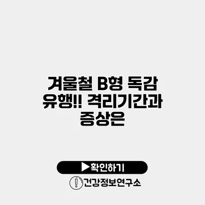 겨울철 B형 독감 유행!! 격리기간과 증상은?