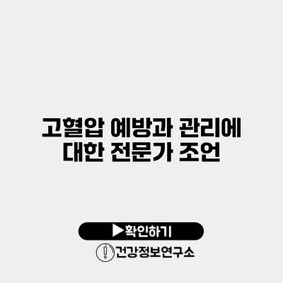 고혈압 예방과 관리에 대한 전문가 조언