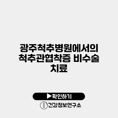 광주척추병원에서의 척추관협착증 비수술 치료