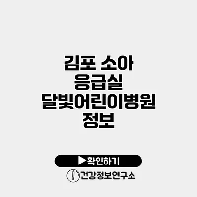 김포 소아 응급실 달빛어린이병원 정보