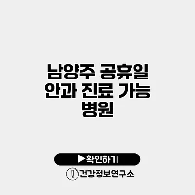 남양주 공휴일 안과 진료 가능 병원