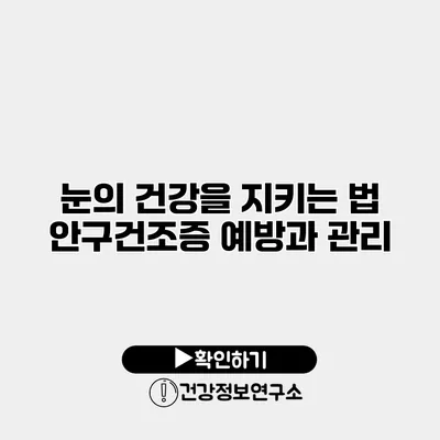 눈의 건강을 지키는 법 안구건조증 예방과 관리