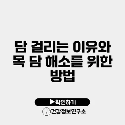 담 걸리는 이유와 목 담 해소를 위한 방법