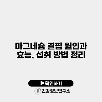 마그네슘 결핍 원인과 효능, 섭취 방법 정리