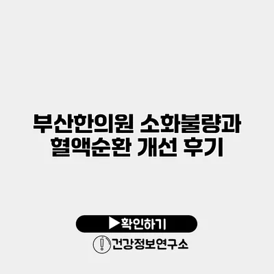 부산한의원 소화불량과 혈액순환 개선 후기
