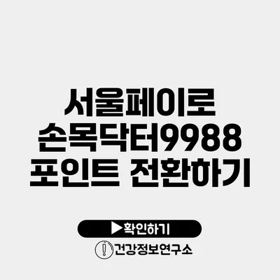 서울페이로 손목닥터9988 포인트 전환하기