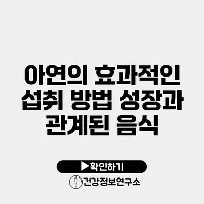 아연의 효과적인 섭취 방법 성장과 관계된 음식
