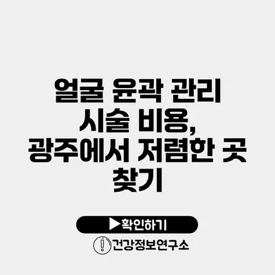 얼굴 윤곽 관리 시술 비용, 광주에서 저렴한 곳 찾기