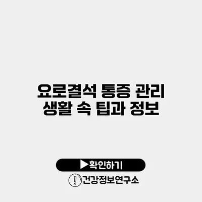 요로결석 통증 관리 생활 속 팁과 정보