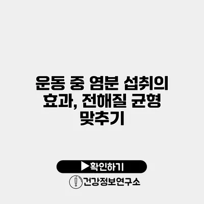 운동 중 염분 섭취의 효과, 전해질 균형 맞추기