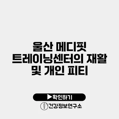 울산 메디핏 트레이닝센터의 재활 및 개인 피티