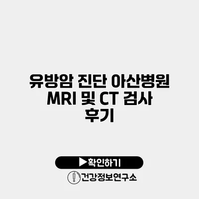 유방암 진단 아산병원 MRI 및 CT 검사 후기