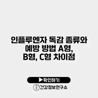인플루엔자 독감 종류와 예방 방법 A형, B형, C형 차이점