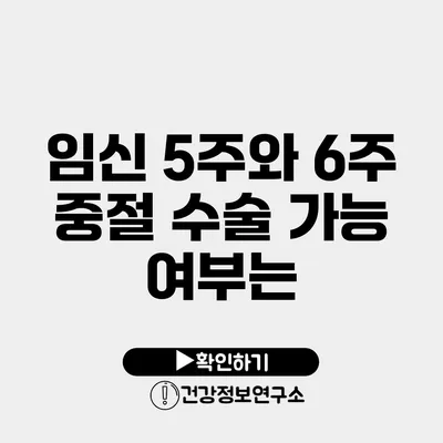 임신 5주와 6주 중절 수술 가능 여부는?