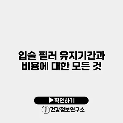 입술 필러 유지기간과 비용에 대한 모든 것