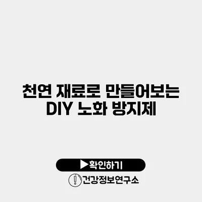 천연 재료로 만들어보는 DIY 노화 방지제