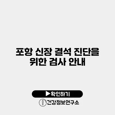 포항 신장 결석 진단을 위한 검사 안내