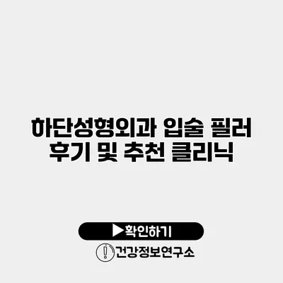 하단성형외과 입술 필러 후기 및 추천 클리닉