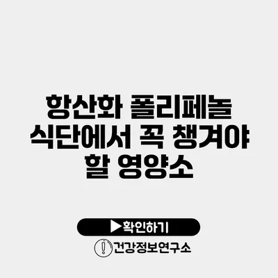 항산화 폴리페놀 식단에서 꼭 챙겨야 할 영양소