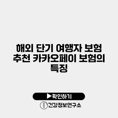 해외 단기 여행자 보험 추천 카카오페이 보험의 특징