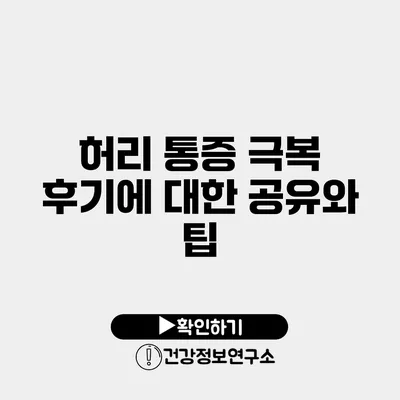 허리 통증 극복 후기에 대한 공유와 팁