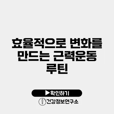 효율적으로 변화를 만드는 근력운동 루틴