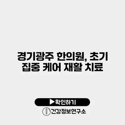 경기광주 한의원, 초기 집중 케어 재활 치료