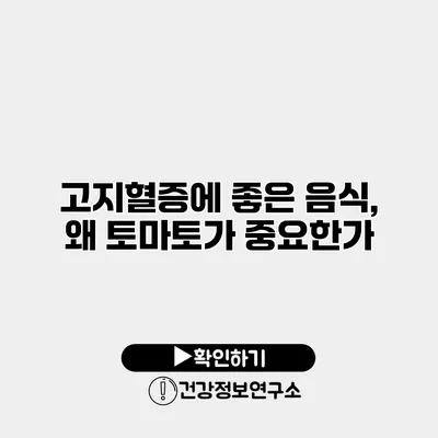 고지혈증에 좋은 음식, 왜 토마토가 중요한가?