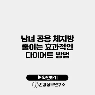 남녀 공용 체지방 줄이는 효과적인 다이어트 방법