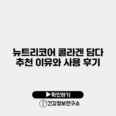 뉴트리코어 콜라겐 담다 추천 이유와 사용 후기