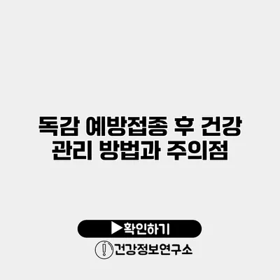 독감 예방접종 후 건강 관리 방법과 주의점