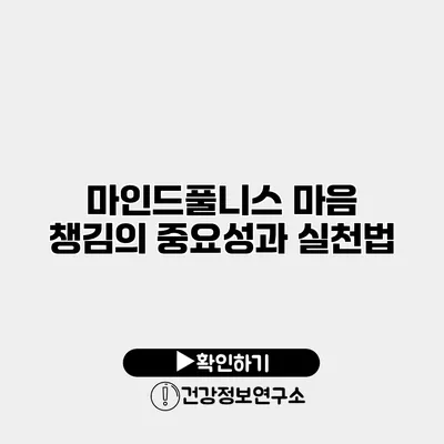 마인드풀니스 마음 챙김의 중요성과 실천법