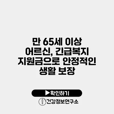 만 65세 이상 어르신, 긴급복지 지원금으로 안정적인 생활 보장