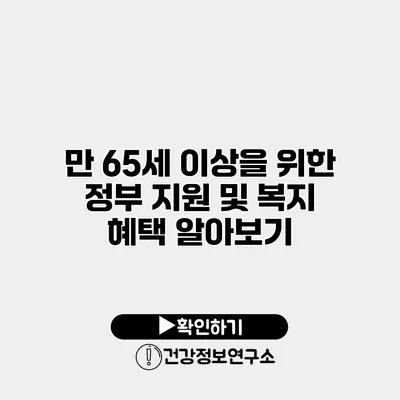 만 65세 이상을 위한 정부 지원 및 복지 혜택 알아보기