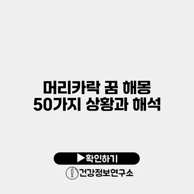 머리카락 꿈 해몽 50가지 상황과 해석