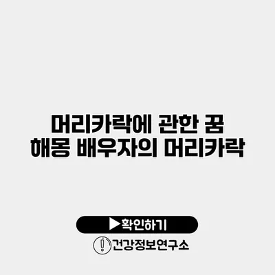 머리카락에 관한 꿈 해몽 배우자의 머리카락