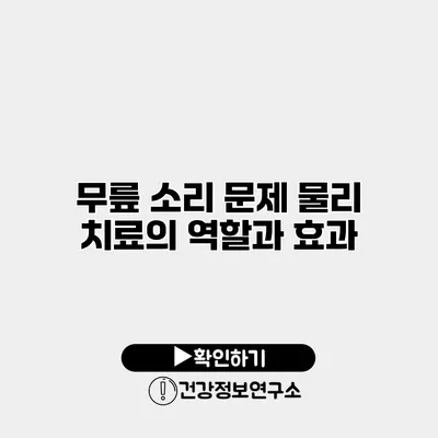 무릎 소리 문제 물리 치료의 역할과 효과