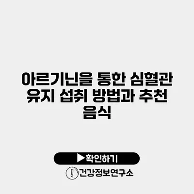 아르기닌을 통한 심혈관 유지 섭취 방법과 추천 음식