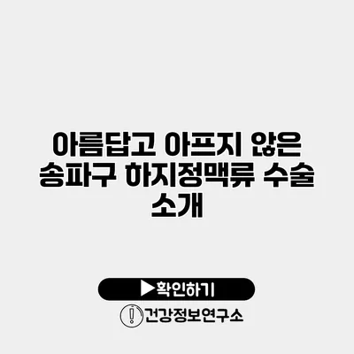 아름답고 아프지 않은 송파구 하지정맥류 수술 소개