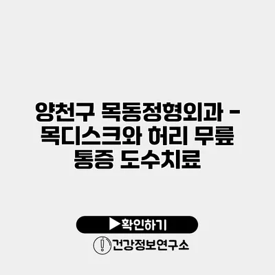 양천구 목동정형외과 - 목디스크와 허리 무릎 통증 도수치료
