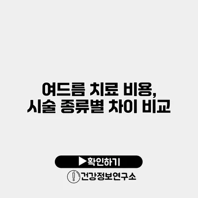 여드름 치료 비용, 시술 종류별 차이 비교