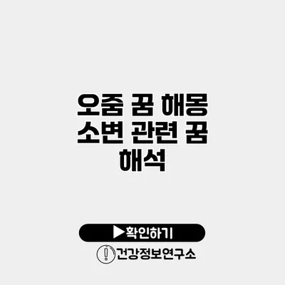 오줌 꿈 해몽 소변 관련 꿈 해석