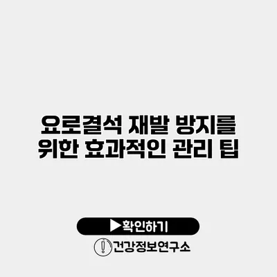 요로결석 재발 방지를 위한 효과적인 관리 팁
