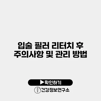 입술 필러 리터치 후 주의사항 및 관리 방법