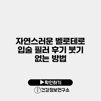 자연스러운 벨로테로 입술 필러 후기 붓기 없는 방법