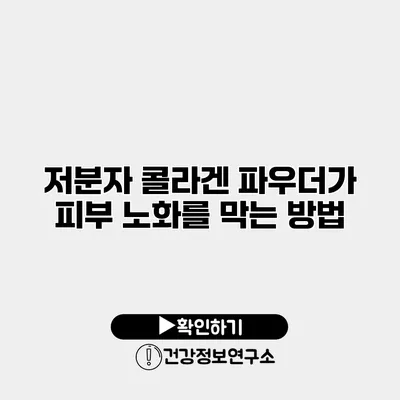 저분자 콜라겐 파우더가 피부 노화를 막는 방법