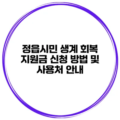 정읍시민 생계 회복 지원금 신청 방법 및 사용처 안내