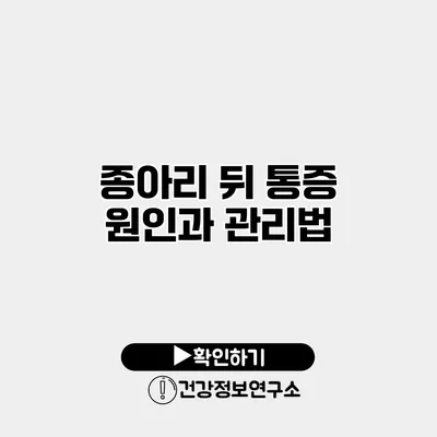 종아리 뒤 통증 원인과 관리법