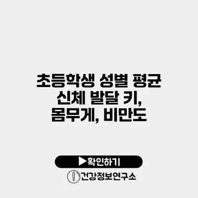 초등학생 성별 평균 신체 발달 키, 몸무게, 비만도