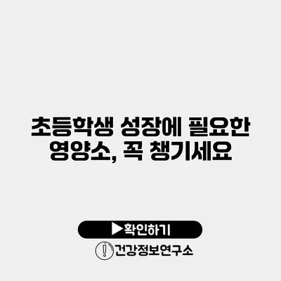 초등학생 성장에 필요한 영양소, 꼭 챙기세요